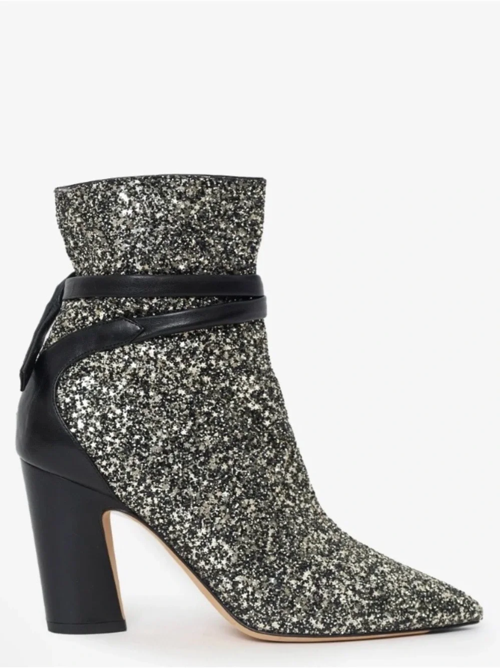 Jimmy Choo Henrietta Glitter Leather Wrap Tie Boots 39